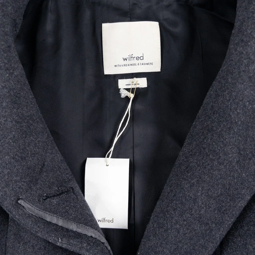 Wilfred‎ Aritzia Cocoon Coat Women Medium Gray Wool Cashmere Pea Coat Italian